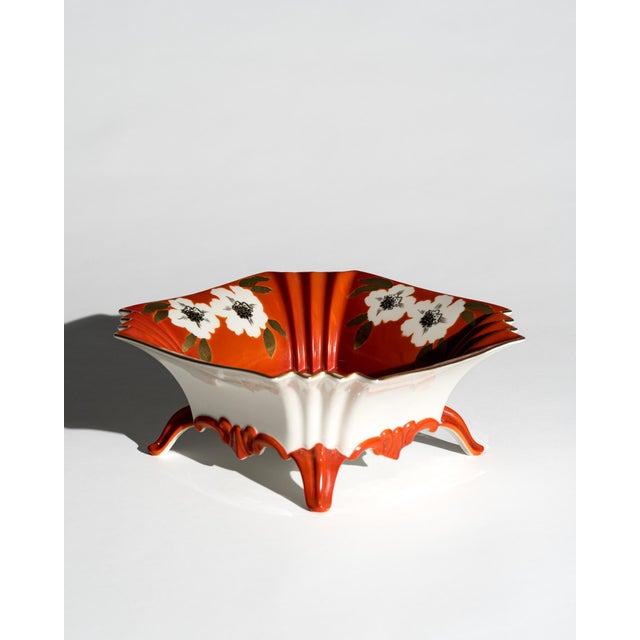 Hollywood Regency Large Mid-Century Art Deco Revival Porcelain Centerpiece Bowl by Schaubach Kunst, Germany, 1950s For Sale - Image 3 of 8