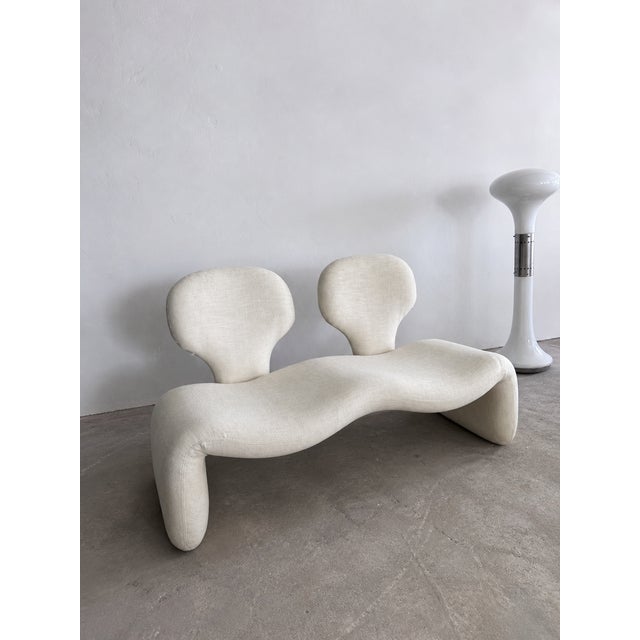 Djinn 2-Seater Sofa in Creme Bouclé by Olivier Mourgue for Airborne, 1970s For Sale - Image 6 of 13