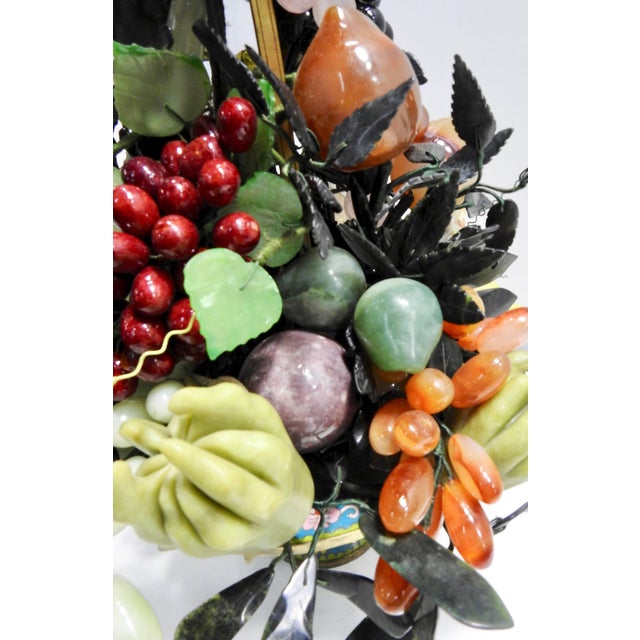 20th Century Cloisonne Stone Fruit Hand Painted Basket For Sale - Image 10 of 11