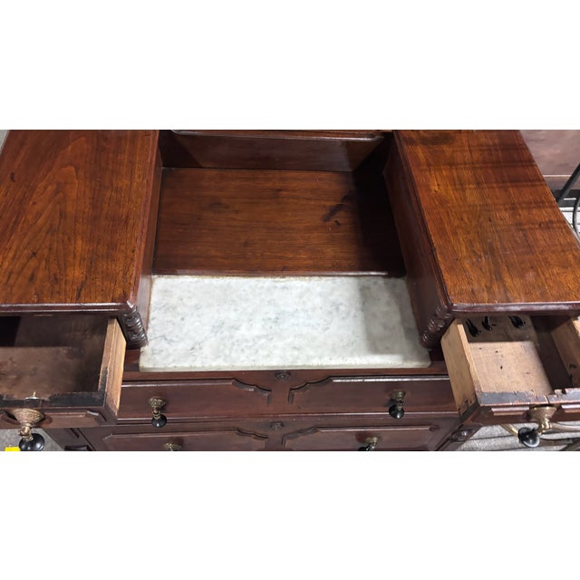 Antique Late 1800s Victorian Walnut Marble Inset Dresser For Sale - Image 10 of 12