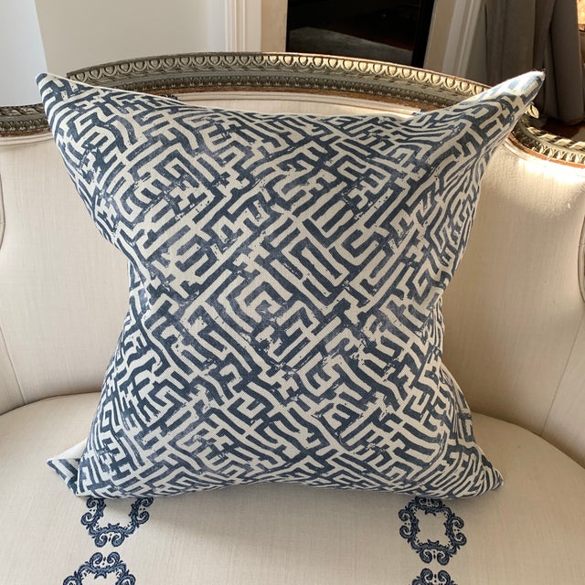 Zak & Fox Basilica Blue and Natural Linen Pillow Cover Chairish