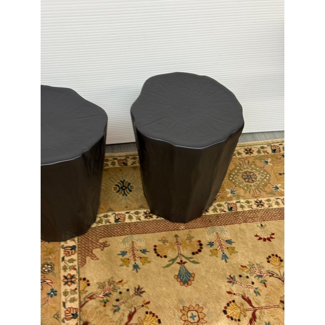 2010s Global Views Black Trunk Stools, Pair For Sale - Image 5 of 12