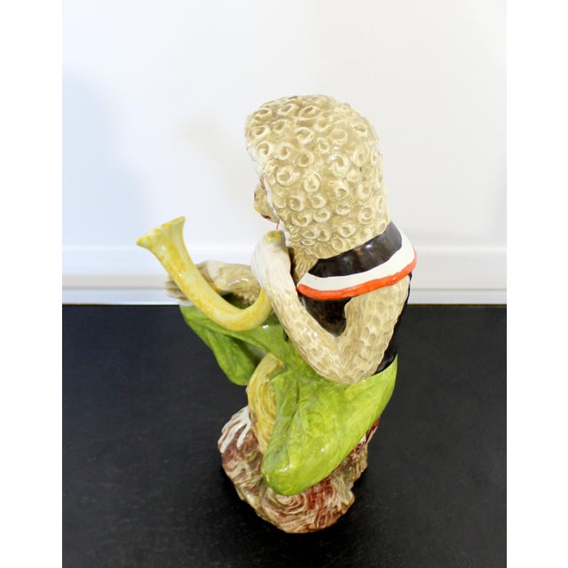 MidCentury Modern Ceramic Seated Monkey Table Sculpture, Italy 1960s