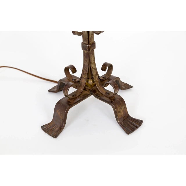 Chestnut Early 20th Century Wrought Iron Table Lamp For Sale - Image 8 of 10