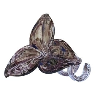 Vintage Murano Hand-Blown Italian Art Glass Flower Sculpture For Sale