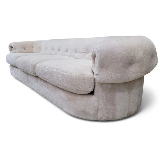 Mid 20th Century MCM Cream Teddy Bear Sofa by Schweiger Industries For Sale - Image 5 of 8