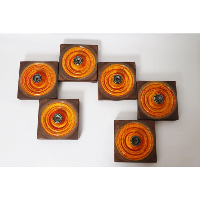 Fat Lava Wall Lights in Orange and Brown, Germany, 1970s, Set of 6 For Sale - Image 11 of 16