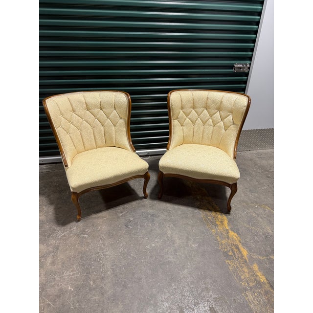 Pair of Antique Tufted Back Accent Chairs For Sale - Image 9 of 12