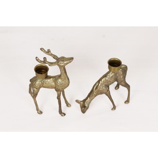 Midcentury Brass Deer Candle Holders, Stag and Doe Pair For Sale In Lexington, KY - Image 6 of 14