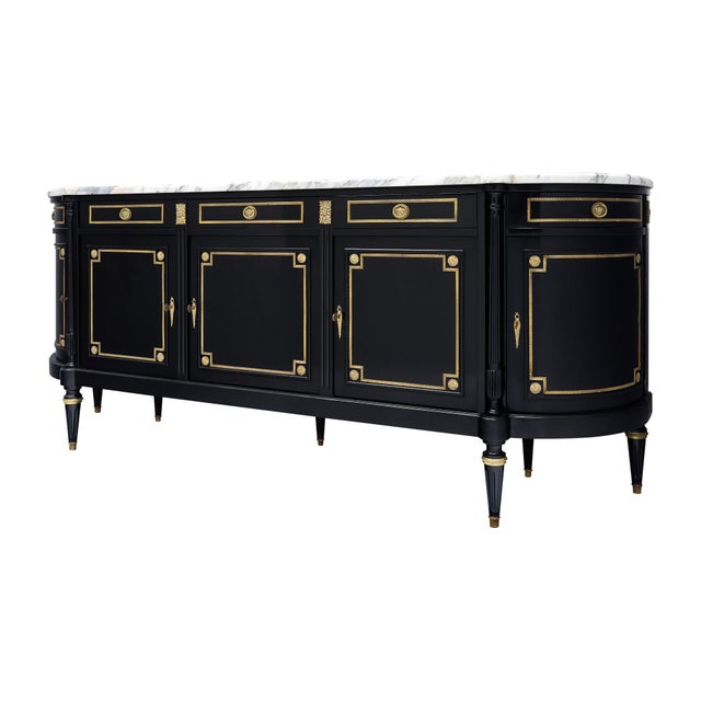 Black Grande Demilune Louis XVI Buffet For Sale - Image 8 of 9