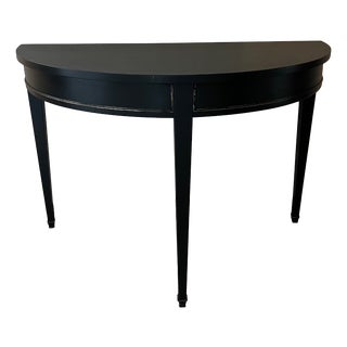 Half-Moon Console Table in Black Patinated Wood For Sale