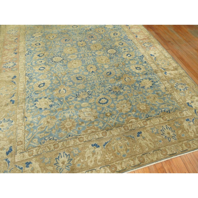 Blue and Brown Tone Early 20th Century Persian Tabriz Rug in overall Good Condition. Details rug no. j1266 size 7' 3" x 9'...