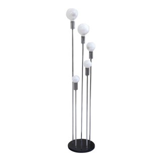 3 Way 5 Globes Spiral Chrome Mid Century Modern Floor Lamps on Round Base For Sale