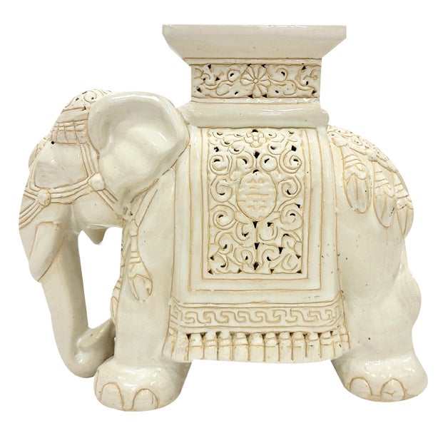 Vintage Ceramic Elephant Flower Stand, 20th Century For Sale
