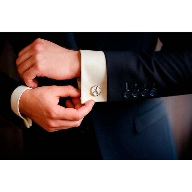 Mother Of Pearl Cufflinks. Running Horse Cufflinks. Unisex cufflinks silver 925 + 14k gold finish. Metal: 925 silver + 14k...