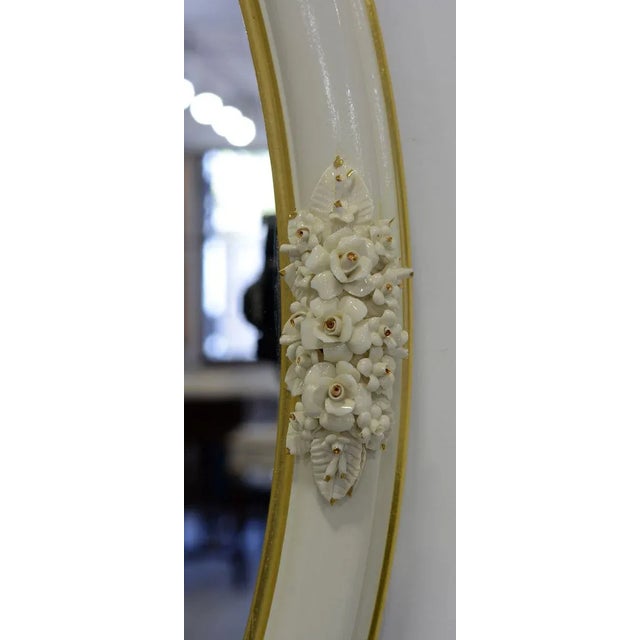 Gold Vintage Mirror in Porcelain & Wood Frame with Rose & Bud Decoration by Giulio Tucci For Sale - Image 8 of 9