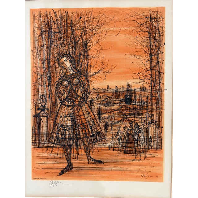 Cartou Signed Lithograph, 1965 – Paris Street Scene – Printed by Ch. Sorlier For Sale - Image 10 of 12