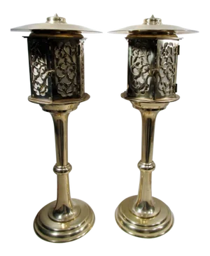 Japanese Brass Lantern Lamps - A Pair