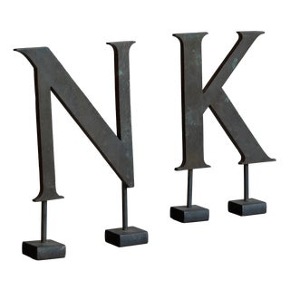 Antique N & K Shop Letters in Brass, 1890s, Set of 2 For Sale