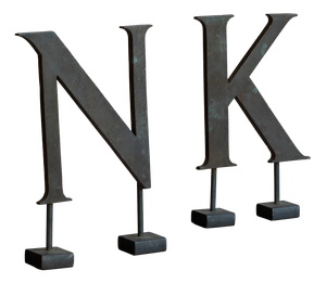 Antique N & K Shop Letters in Brass, 1890s, Set of 2