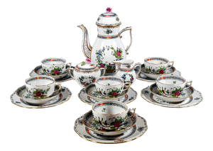 Fleurs Des Indes Coffee and Dessert Set for Six People from Herend, Set of 21
