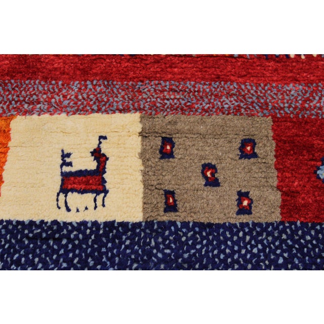 1990s Moroccan Tribal Rust/Blue Wool Rug - 8'9'' X 12'4'' For Sale - Image 5 of 10