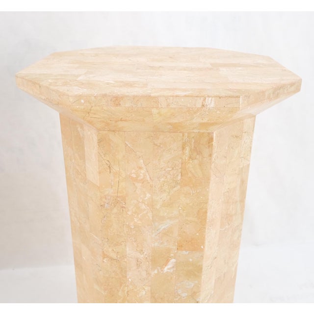 Tan Pair of Tessellated Stone Marble Columns Octagon Shape Pedestals Columns Mint! For Sale - Image 8 of 12