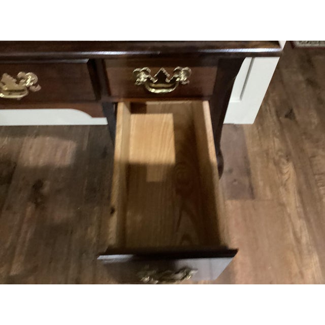 Wood Vintage Mahogany Solid Wood Chippendale Style Executive Desk Excellent For Sale - Image 7 of 12