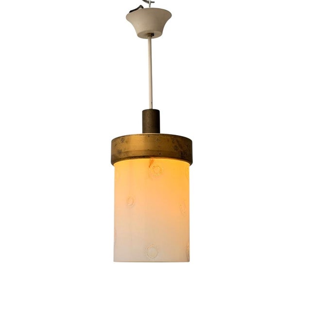 Mid-Century Modern Murano Pendant Lamp in Bronze and Milk Glass, 1960s For Sale - Image 12 of 13