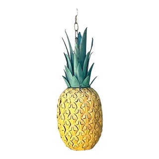Vintage Metal Pineapple Pendant Light For Sale