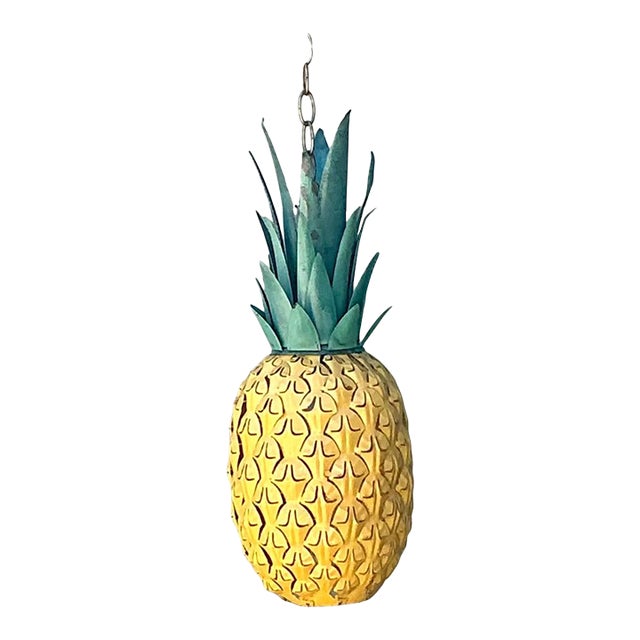 Vintage Metal Pineapple Pendant Light For Sale