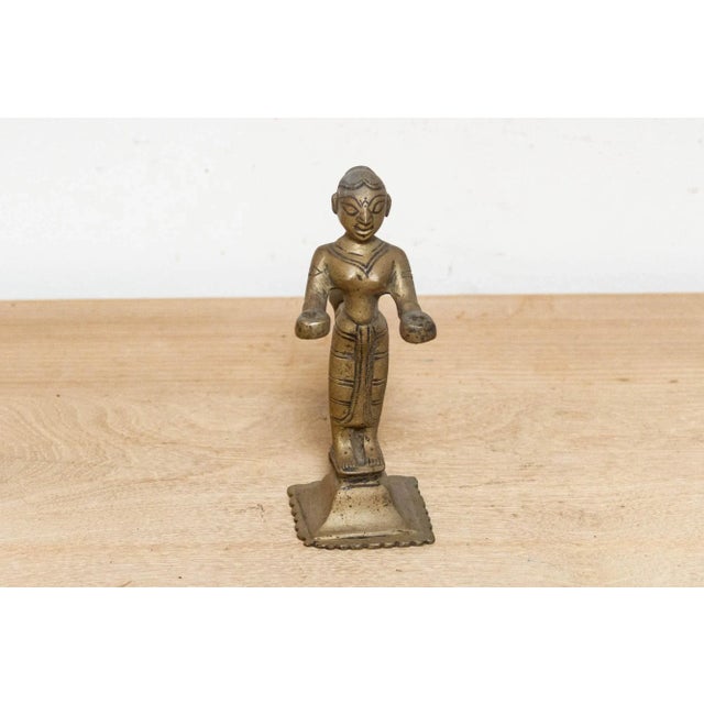 Indian 19th Century Indian Lakshmi Brass Oil Lamp For Sale - Image 3 of 7