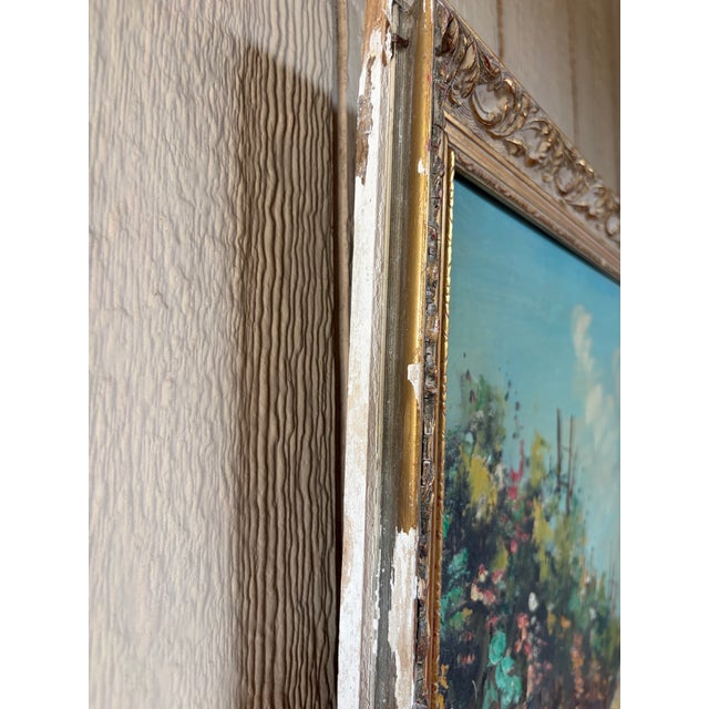 Mid-Century Mediterranean Impressionist Framed Landscape Painting Signed Rino For Sale - Image 4 of 12