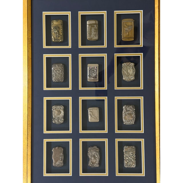 Art Nouveau Framed Collection of Late 19th Twelve Antique and Vintage Match Safes / Vesta Cases For Sale - Image 3 of 16