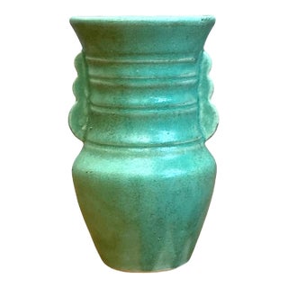 Vintage Turquoise Ceramic Pottery Vase For Sale