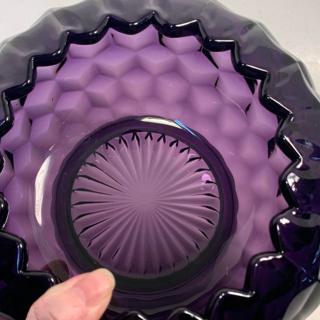 Mid Century American Fostoria Amethyst Glass Rose Bowl For Sale - Image 9 of 12