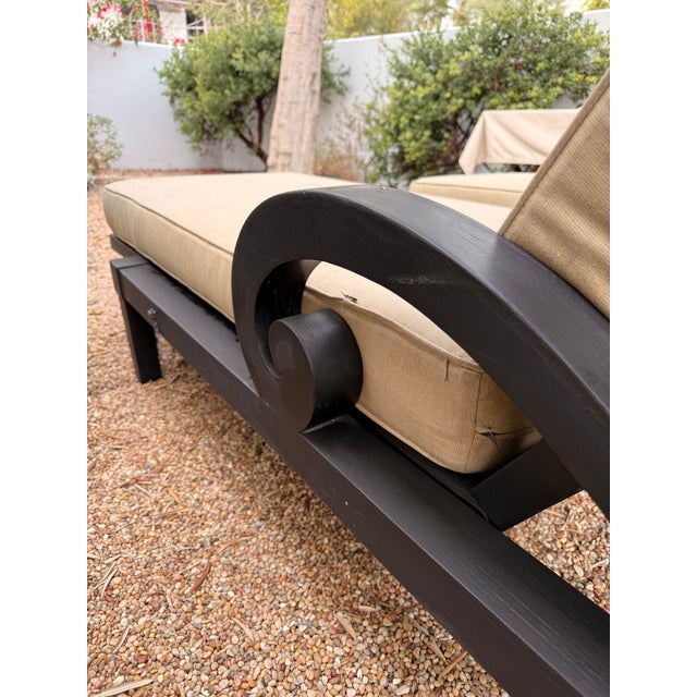 2020s Pair of Ebonized Teak Adjustable Chaises Lounge, Probably Giati Designs For Sale - Image 5 of 7