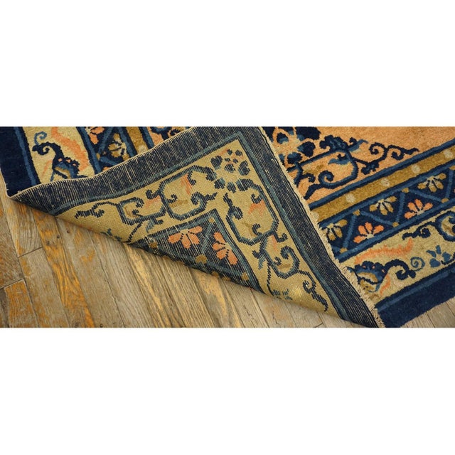Floral Medallion 1920s Hand Knotted Salmon Field Antique Chinese Peking Rug For Sale In New York - Image 6 of 7