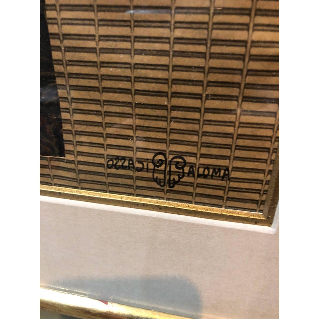 Paloma Picasso, Original Paloma Picasso Vintage Paper and Foil Collage Painting Cat Abstract Mod For Sale - Image 4 of 5