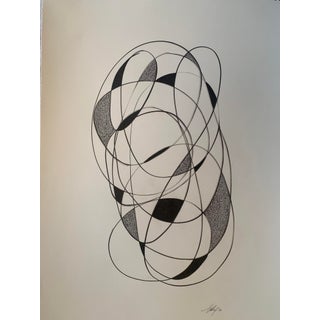 Contemporary Abstract Ink on Paper Drawing by Hal Reid For Sale