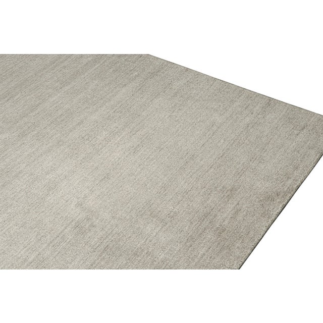 Rug & Kilim Rug & Kilim’s Plain Modern Rug in Solid Silver and Off-White Tone-on-Tone For Sale - Image 4 of 6