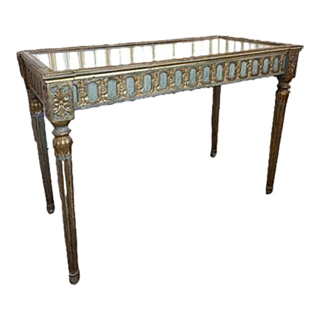 Antique Italian Neoclassical Giltwood Console Table With Glass Top For Sale