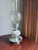 White Vintage Mid Century Hurricane Oil Lamp Floral Ceramic Silver Base Glass Chimney For Sale - Image 8 of 9