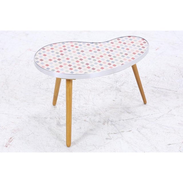 Beautiful vintage kidney-shaped table with colorful pattern • High-quality workmanship • Material: Wood • with colorful...