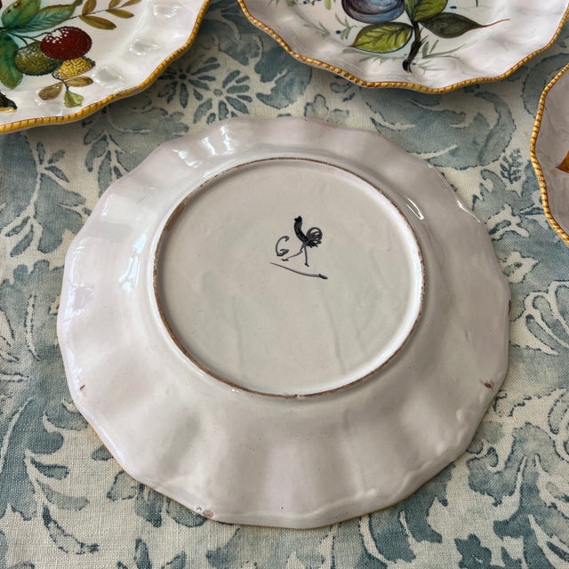 Italian Antique Italian Ceramic Fruit Plates - Set of 6 For Sale - Image 3 of 9