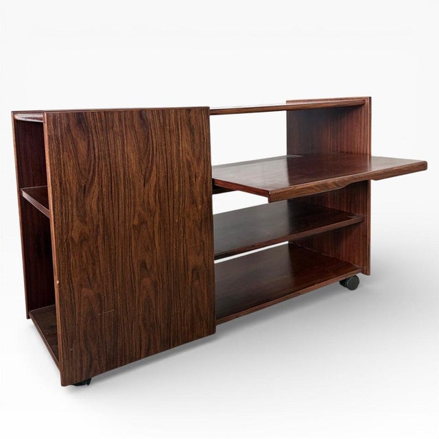 Vintage Danish Rosewood Media Unit with Sliding Shelf, 1960s For Sale - Image 4 of 8