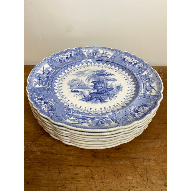 Antique Blue and White Staffordshire Plates Set of Eight Chairish