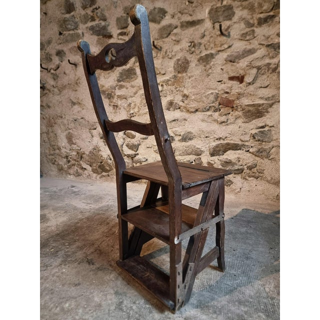 Antique Metamorphic Library Step Chair in Beechwood, France, Early 20th Century For Sale - Image 5 of 18