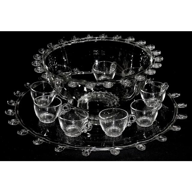 Heisey Glass Punch Bowl Set Lariat Pattern 11 Pcs Chairish