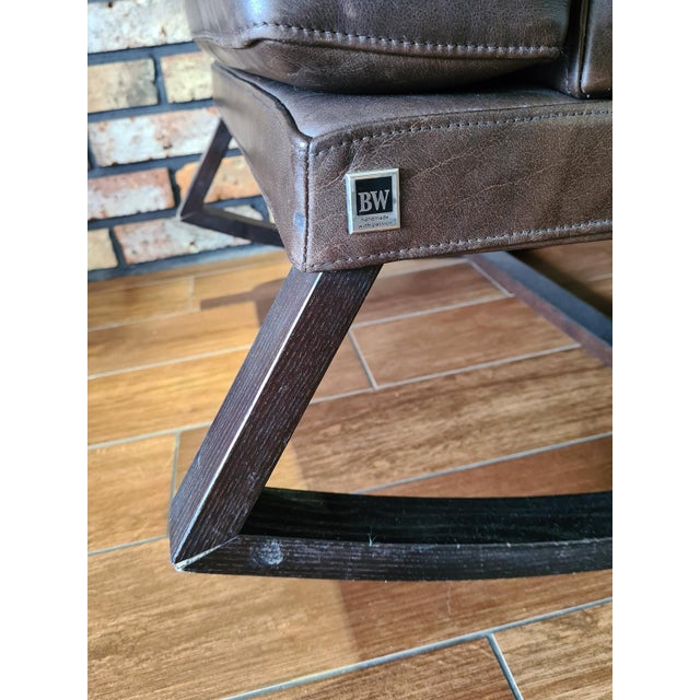 Early 21st Century Handcrafted Leather Rocking Chair from BW Bielefelder Werkstätten, Germany, 2010s For Sale - Image 5 of 12